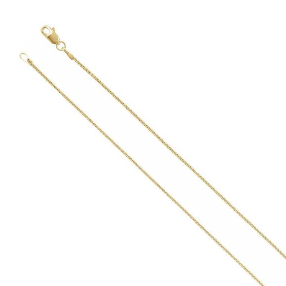 14k Yellow Gold 1mm Round Solid Box Chain Necklace 18 Inch
